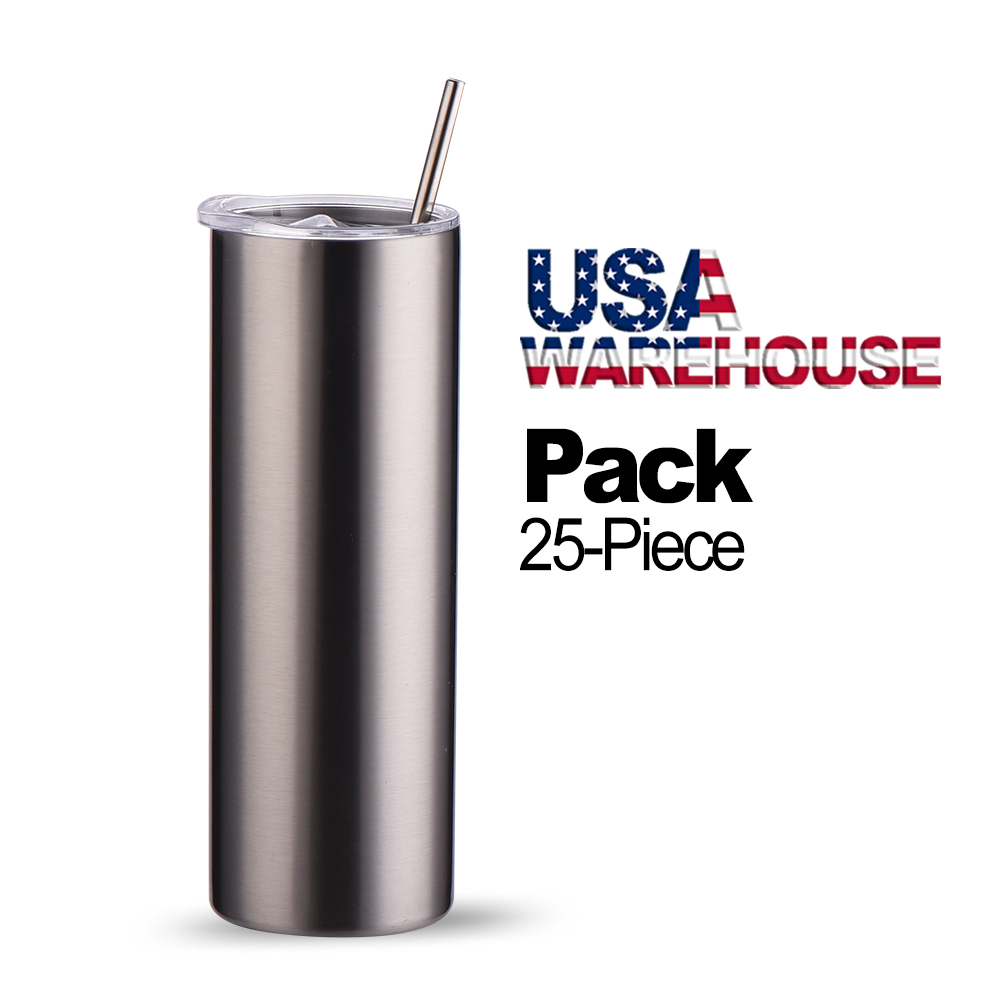 Sublimation Steel Skinny Tumbler With Straw 20 oz