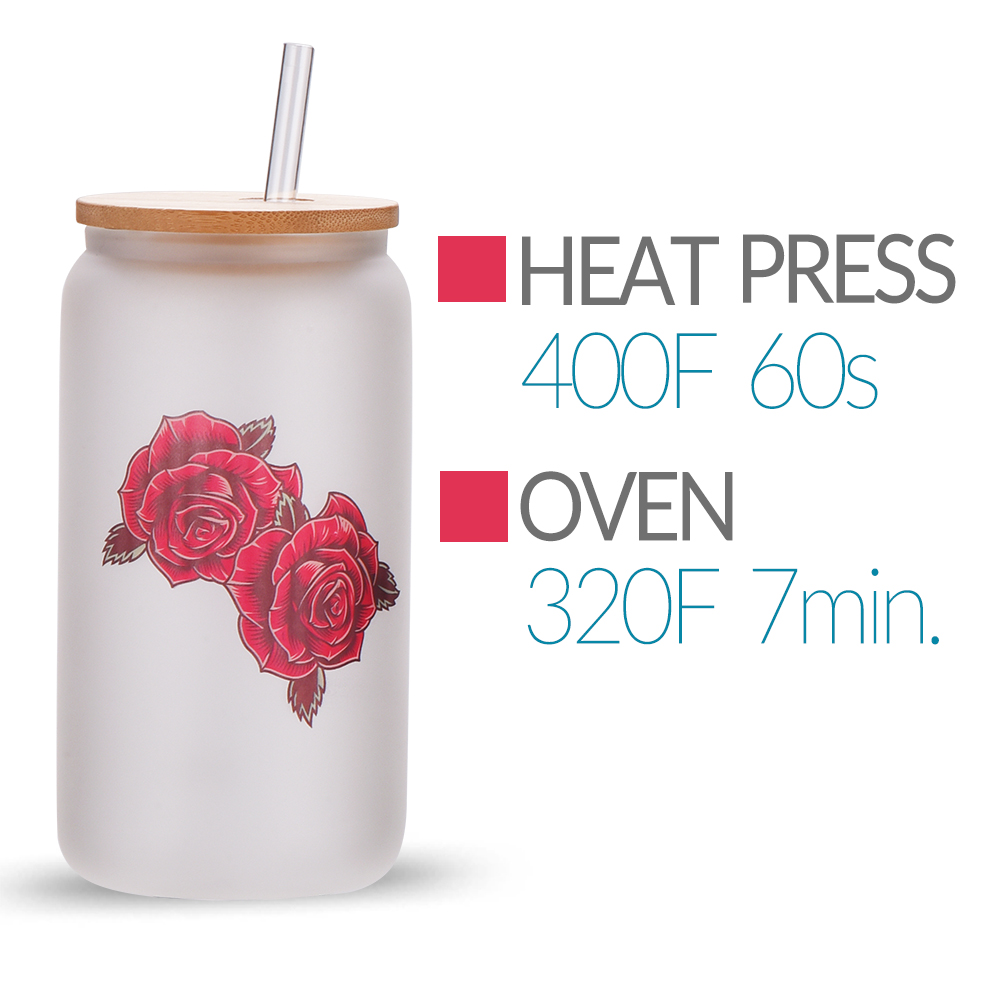 Print On Demand 16 oz Can Glass With Bamboo Lid and Straw CLEAR