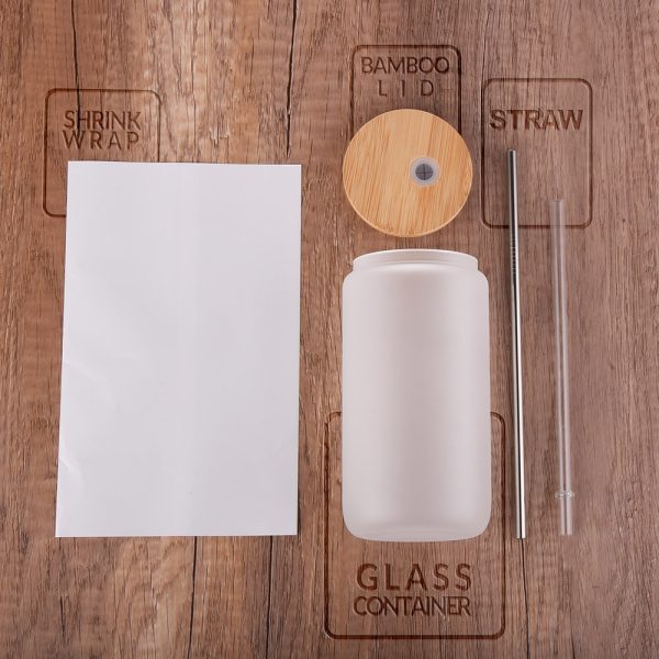 CA/USA Warehouse Sublimation Glass Blanks With Bamboo Lid, 16oz