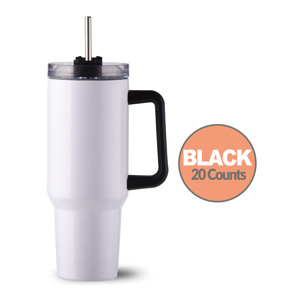 WHITE 40 OZ TUMBLER CUP WITH HANDLE